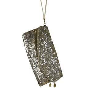 2/$35 Nicole Miller Gold Wristlet Large Sequin Clutch Purse Party Club Cocktail